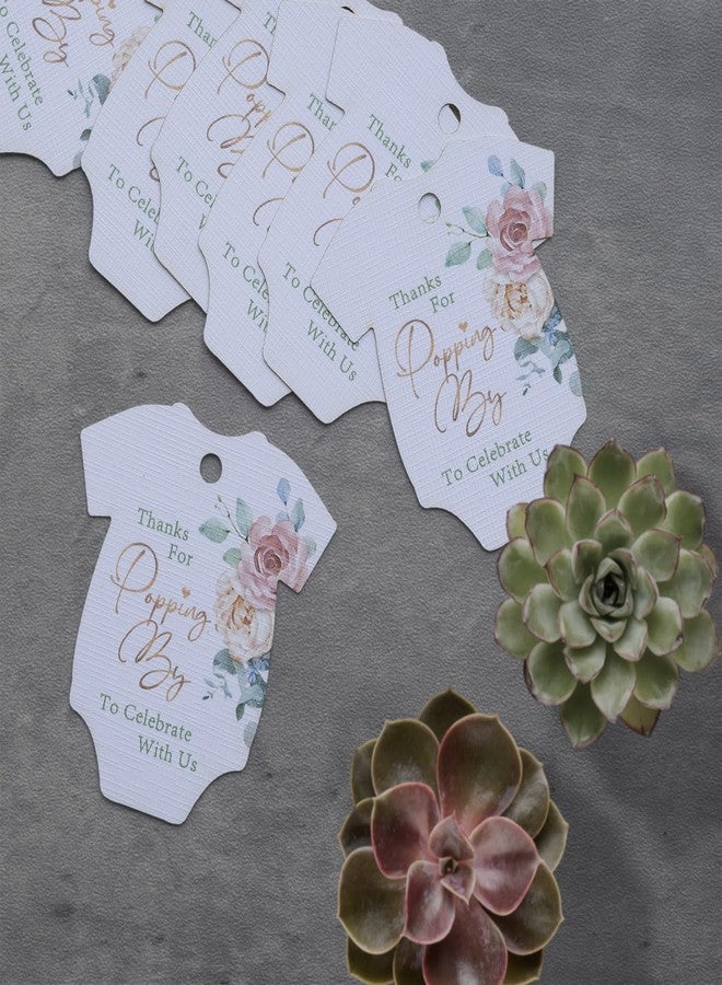 Summer-Ray.com Summer-Ray 50pcs Baby Onesie Baby Shower Favor Thank You Tags Thanks for Popping by to Celebrate with Us Tags (White) - Image 1